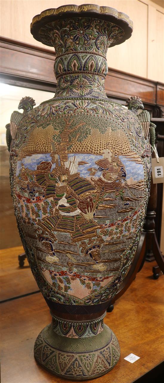 A large Japanese enamelled earthenware vase